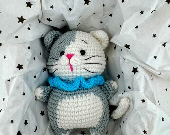 Crochet Amigurumi Kitten Plush: Handmade Cotton Toy, Gift for Cat Lovers
