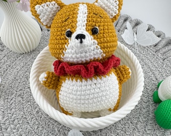 Corgi amigurumi, cadeau chiot mignon, peluche, corgi au crochet, cadeau chiot fait main, peluche chien au crochet, corgi kawaii, doudou corgi