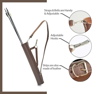 Handmade Leather Back Arrow Quiver: Adjustable Hunting Target Practice