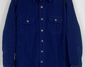 JCPenney Mens M Blue Corduroy Quilted Lined Jacket Vintage 70s Shacket