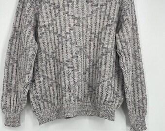 Croft & Barrow Vintage 90s 3D Knit Cotton Sweater Mens L Made in USA