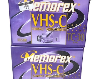 Lot of 2 Memorex VHS-C TC30 High Grade Compact Blank Video Cassette Tapes SEALED