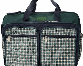 Bolso cambiador de cuadros Vintage Baby Connection, estilo preppy ecuestre, para viajes.