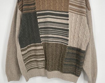 Vintage Consensus Sportswear Mens Large Sweater Striped 90s Cosby Grandpa USA
