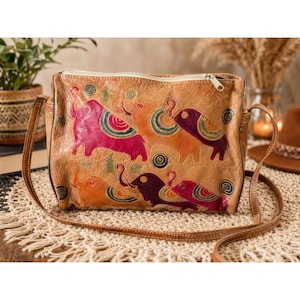 Vintage Artisan Patchwork Leather Elephant Flamingo Frame Handbag Boho Elephant Genuine Leather Bags for Sale up to 90% Off: Poshmark main image 3