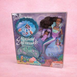 NOWA, zabytkowa, magiczna lalka Barbie i Krissy z 2000 r., muszle Mattel, AA, RZADKA