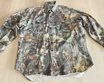 Vintage Walls Advantage Timber Camo Button Up Shirt Mens XL Hunting Outdoor
