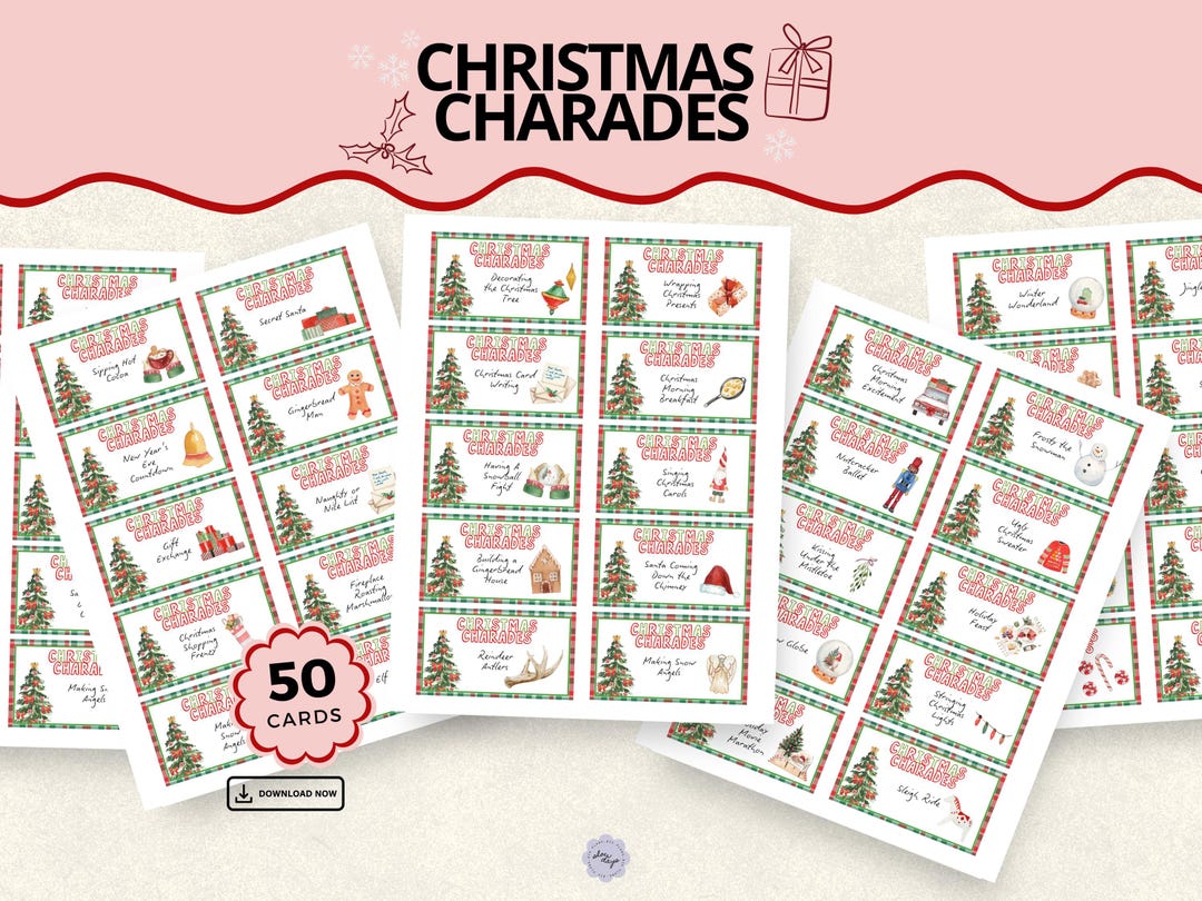 Christmas Charades Game Printable PDF | Holiday Family Party Activity ...