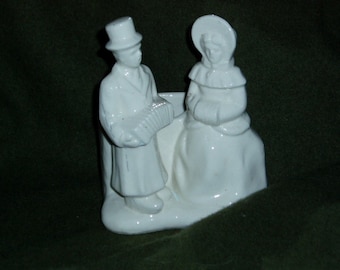 Antique 30's White Pottery COURTING COUPLE Planter