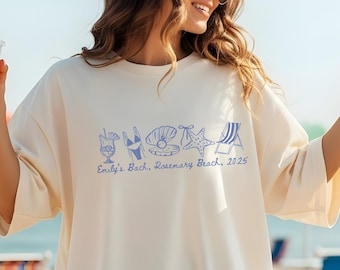 Custom Beach Bachelorette Comfort Colors Tee: Coastal Party Shirt