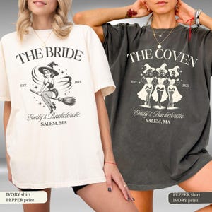 Custom Halloween Bachelorette Shirts, Gothic Bridal Party, Witch Bach Tshirts, Personalized Goth Bachelorette, Spooky Bride Gothic Wedding