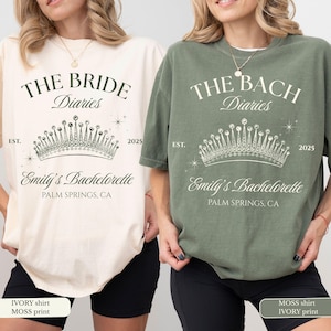 Princess Bach Diaries Shirts, Custom Bach Party tee, Bridal Gift, Bridesmaids Gift, Personalized Bridal Party, Y2k Bride Slumber Party Bach