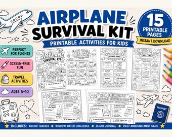 Printable Airplane Activity Book for Kids | Screen-Free Travel Games (Digital Download)