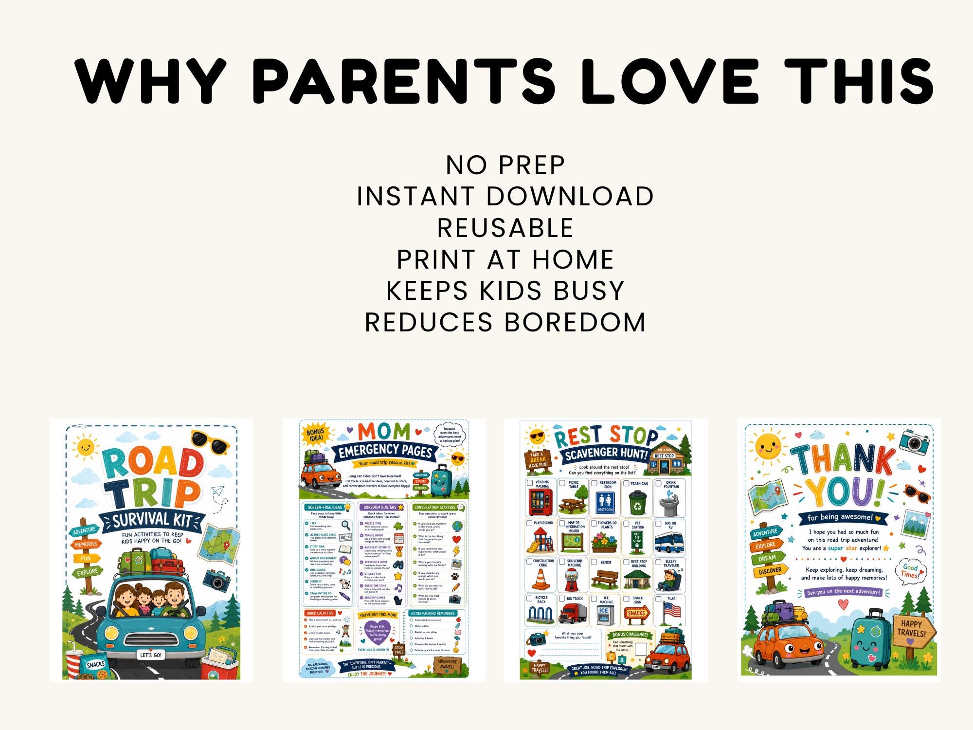 Road Trip Activities for Kids Printable Bundle | Kids Travel Activity ...