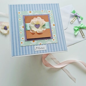 Carte de remerciement fleurie "Merci" – Carte faite main, motif marguerites, style champêtre – Idée cadeau