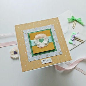 Carte de remerciement fleurie "Merci" – Carte faite main, motif marguerites, style champêtre – Idée cadeau