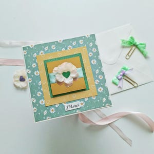 Carte de remerciement fleurie "Merci" – Carte faite main, motif marguerites, style champêtre – Idée cadeau