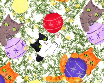 Cats Christmas Gift Wrap Christmas Tree Holiday Wrapping Paper
