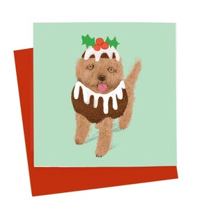 Cartão de Natal Cartão Engraçado de Cachorro Figgy Pudding Labradoodle