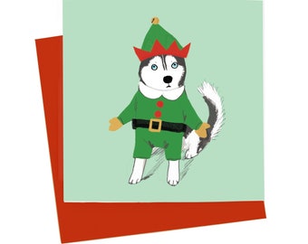 Biglietto di auguri di Natale con Husky siberiano! - Italia