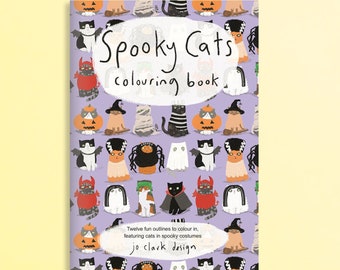 Halloween Cats Coloring Book: 12 Spooky Costume Pages for Kids