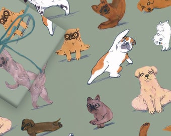 Dog Yoga Gift Wrap Set Of Two Sheets