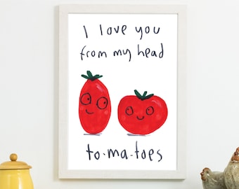 I Love You Print Vegetable Kitchen Print Tomatoes