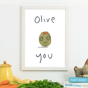 Sztuka ścienna do pokoju dziecięcego Neutral, Znak do pokoju dziecięcego, Olive You, Dekoracja nad łóżeczkiem, Wydruk do pokoju zabaw, Sztuka ścienna dla dzieci Kocham Cię, Zabawny znak do kuchni