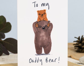Daddy Bear Happy Birthday Card Daddy Bear Fathers Day Card, Card for Dad