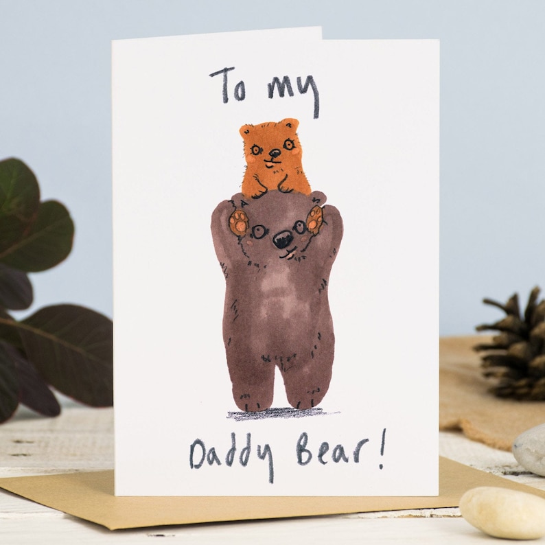 Daddy Bear Happy Birthday Card Daddy Bear Fathers Day Card, Card for Dad image 1