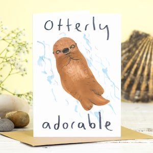 Otter tarjeta Otterly adorable tarjeta de cumpleaños en blanco