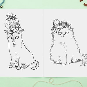 Cat Colouring Book Cats In Hats Activity Book Coloring Book image 4