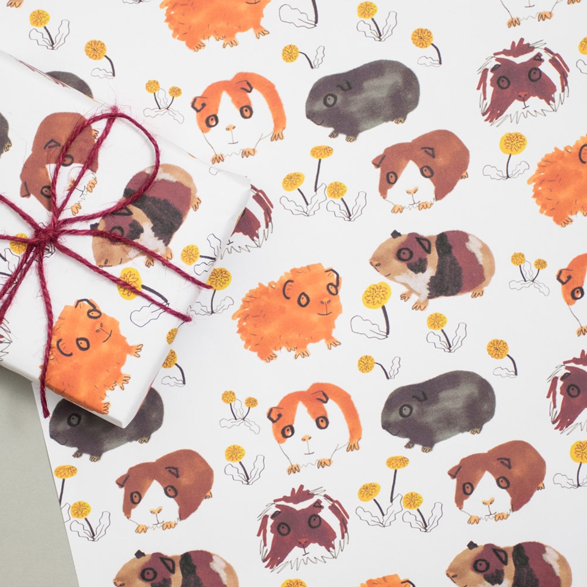Guinea Pigs Gift Wrap Set Of Two sheets Guinea Pig Wrapping Etsy