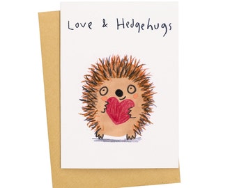 Love & Hugs Hedgehog Greetings Card