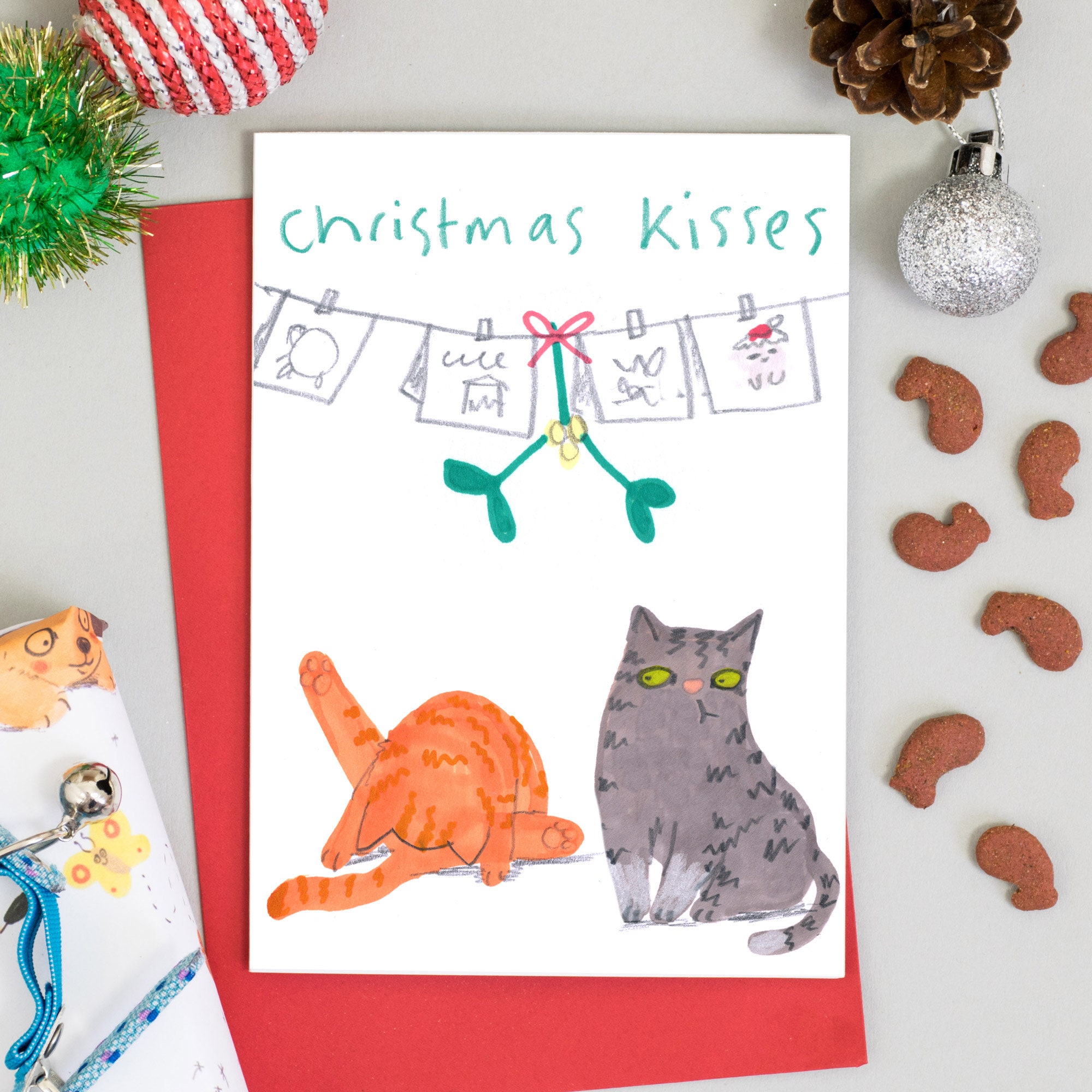 funny-cat-christmas-card-christmas-kisses-ginger-cat-and-tabby-etsy-uk