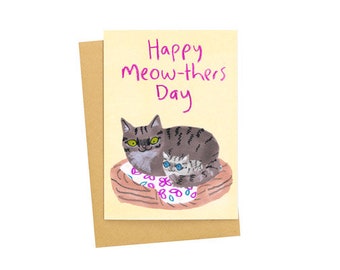 Happy Mothers Day Cat Card, Cute Cat Mum Card, Mothering Sunday, Cat Lady Card, Cat Rescue Greetings Card, Cats Mother, Kitten Card For Mom