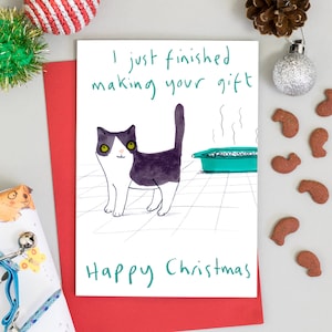 Carte de Noël de chat Drôle de carte de vacances Mignon Tuxido Cat