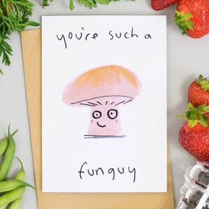 Vous êtes un gars tellement amusant Carte de Saint-Valentin mignonne, Carte de vœux drôle de champignons pour petit ami, Carte, Message d’amour gourmand, Mari, Carte pour les gars