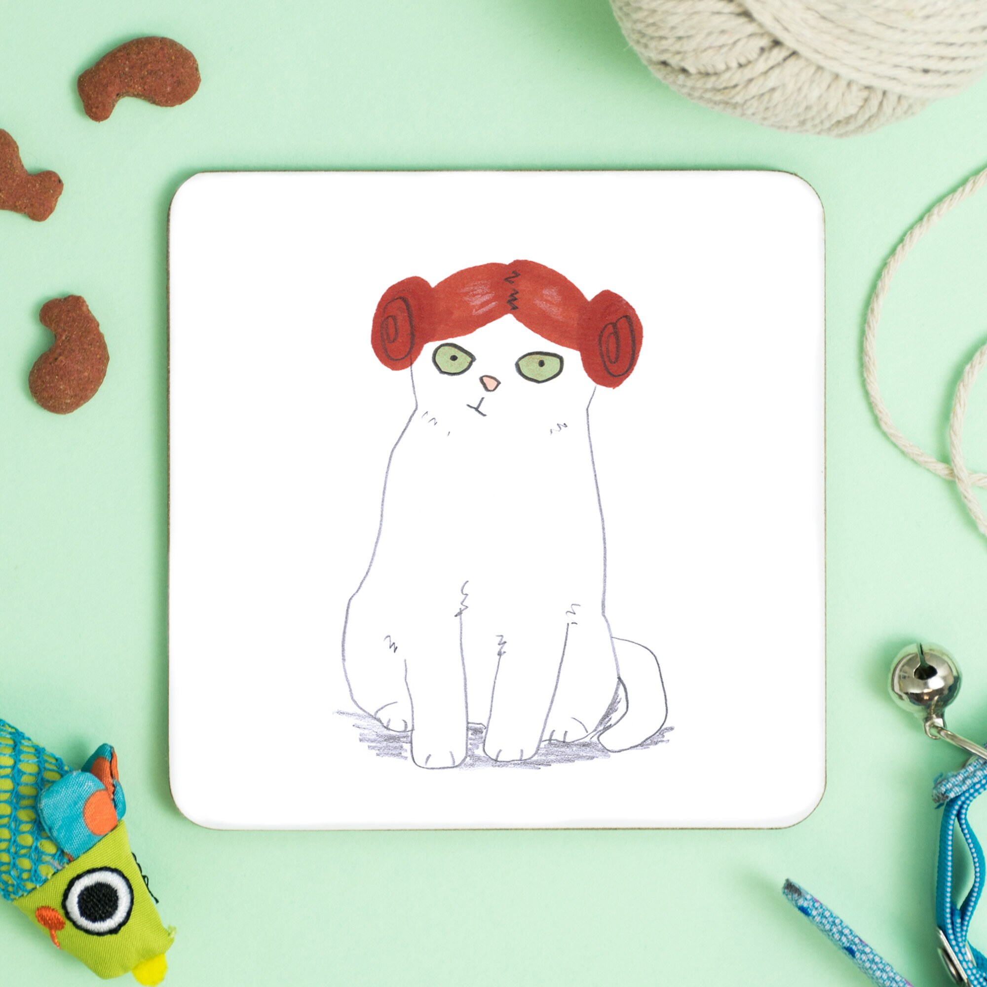 cat dressed as princess leia Custom Pet Portrait . Custom Star Wars Pet Portrait . Leia Star Wars Portrait . Leia Costume Pet Portrait . Custom Cat Portrait . SW6