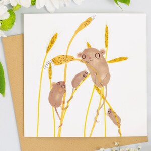 Carte d'anniversaire Souris des champs de récolte jaune Souris mignonne