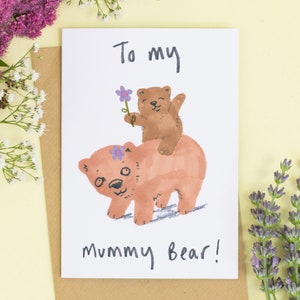 Tarjeta del día de las madres momia tarjeta de oso mothering domingo tarjeta de cumpleaños para mamá