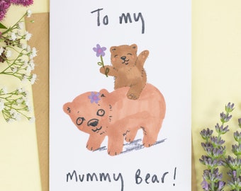 Mothers Day Card Mummy Bear Card Mothering Sunday Birthday card For Mum