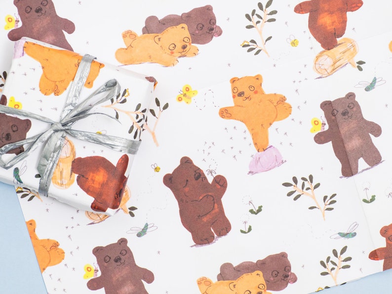 Bear Wrapping Paper
 Bears Wrapping Paper Woodland Bears Set of 2 Sheets Etsy UK