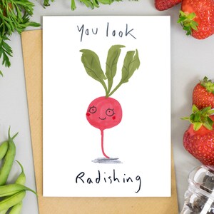Valentines Card Je look Rad Verjaardagskaart Vegan Plantaardige Groeten Card Radijs