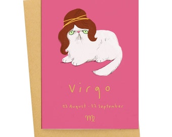 Virgo Star Sign Cat Birthday Card Zodiac Cats Zodicats Horoscope