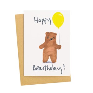 Cartão de felicitações de urso, cartão de feliz aniversário Urso fofo