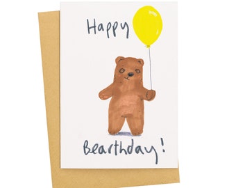 Bear Greetings Card, Happy Birthday Card Cute Bear