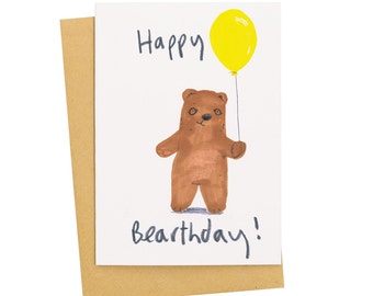 Funny Bear Birthday Card, 'Happy Bearday'