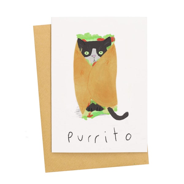 Cute Cat Burrito Card Purrito Birthday Card