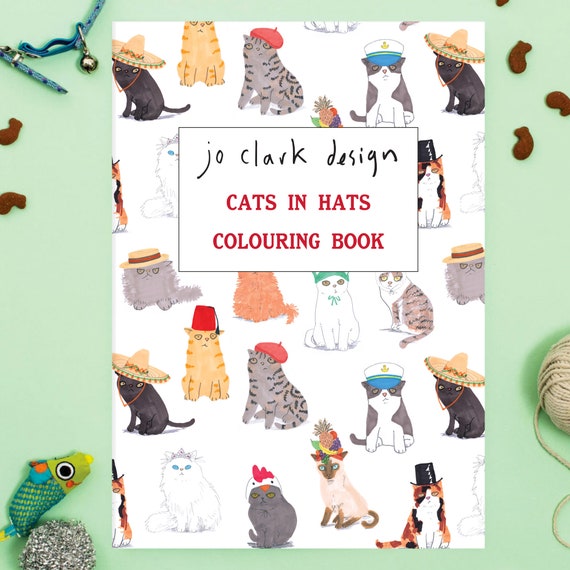 Cat Colouring Book Cats in Hats Activity Book Coloring Book Etsy